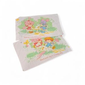 Set Of 2 Strawberry Shortcake Vtg 1980 Pillow Case 1980s And  Blueberry Muffin